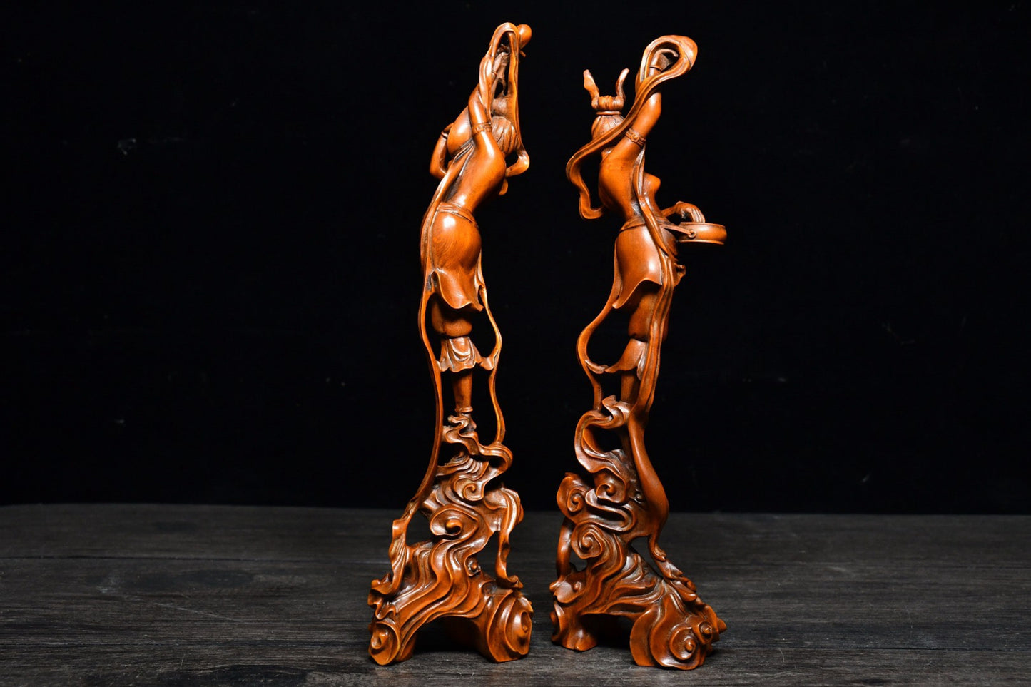 Collection of boxwood flying fairy pair ornaments