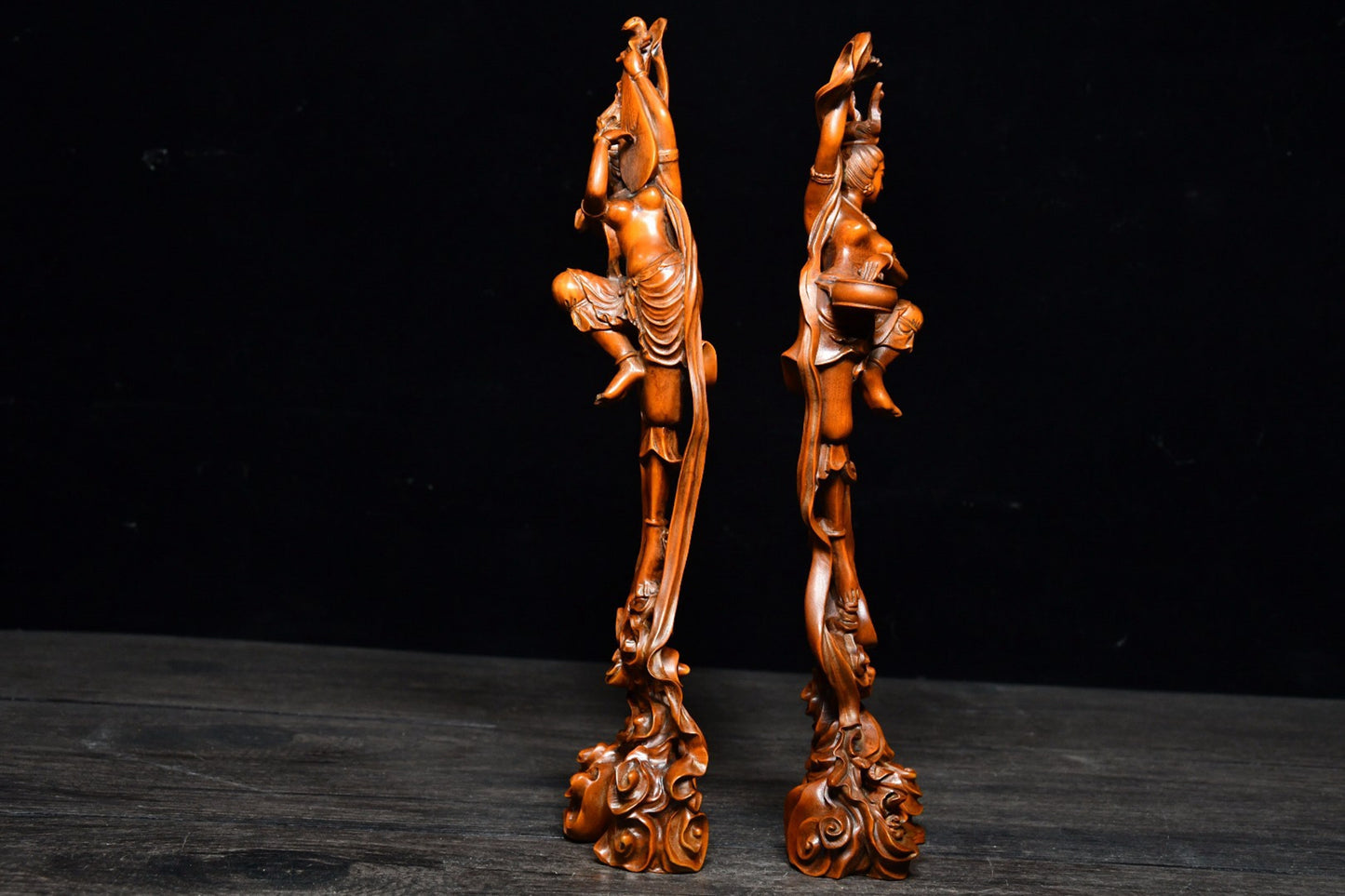 Collection of boxwood flying fairy pair ornaments