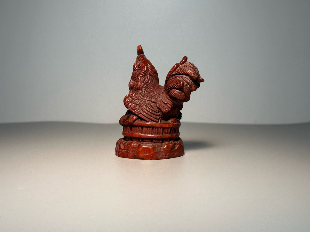 Chinese antique boxwood carving with exquisite craftsmanship, carving chicken