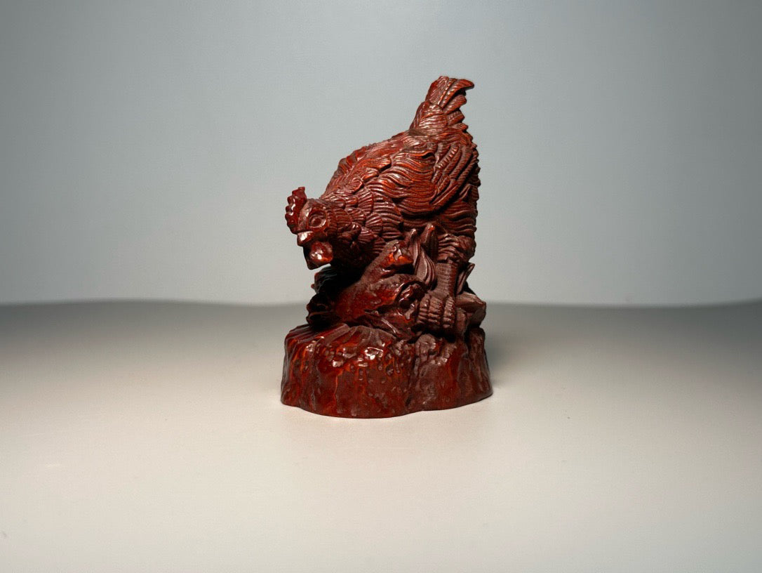Chinese antique boxwood carving with exquisite craftsmanship, carving chicken