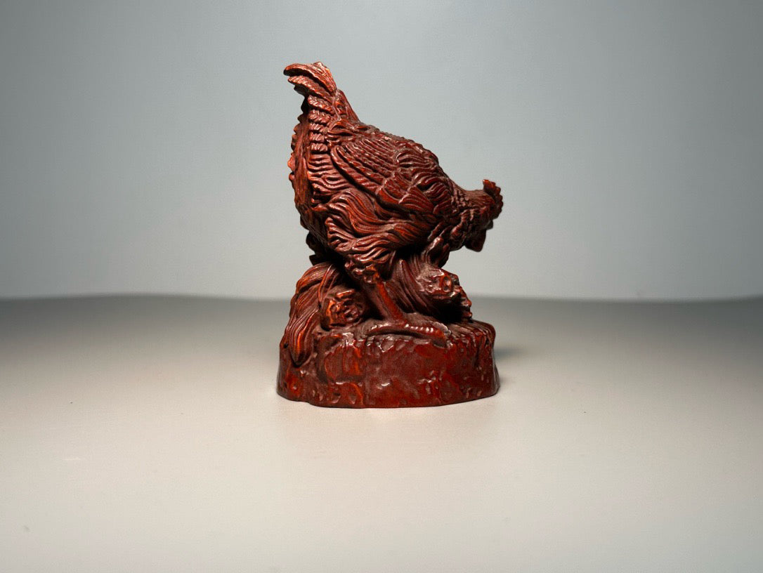 Chinese antique boxwood carving with exquisite craftsmanship, carving chicken