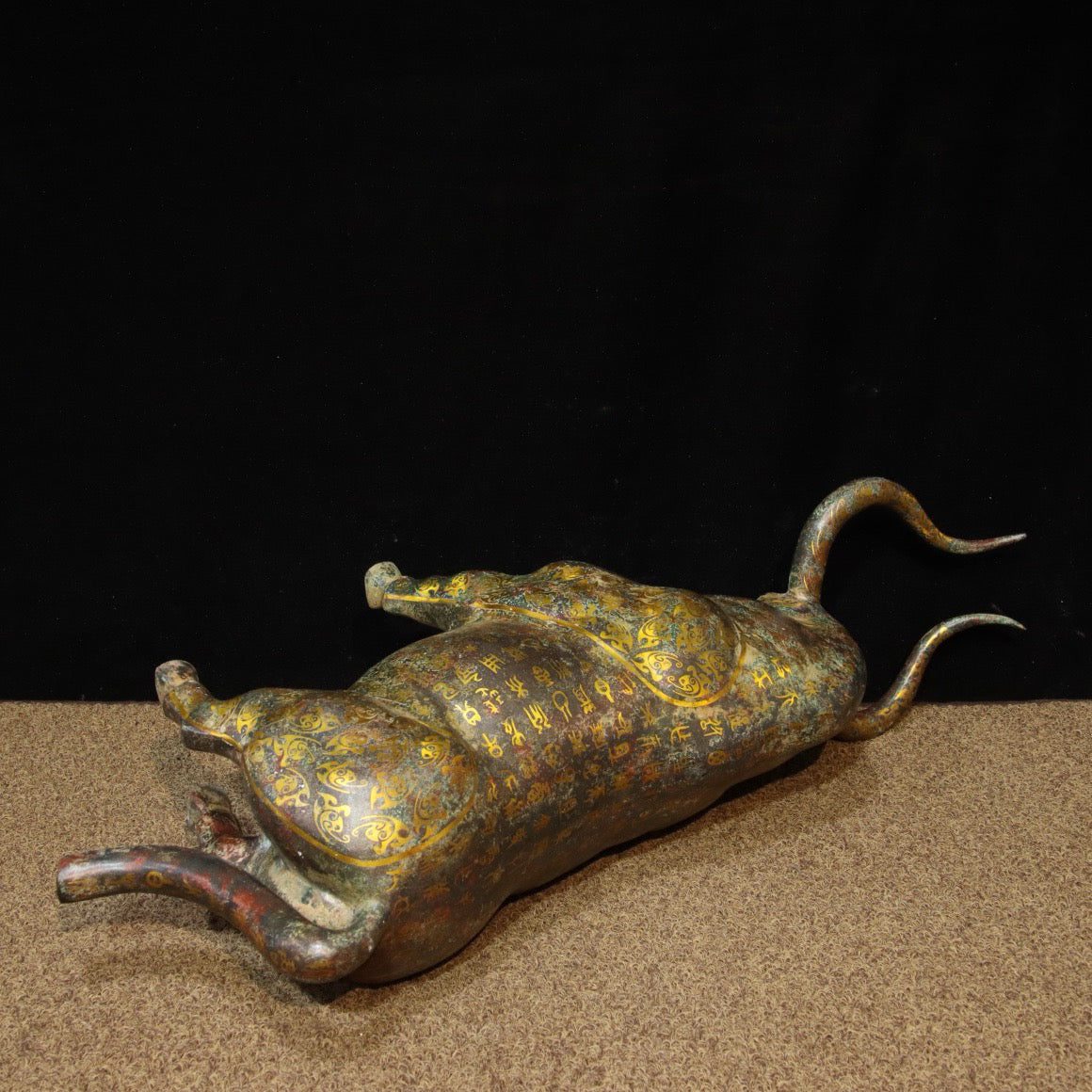 Chinese Antique Bronze - Inscripted Gold Bullfighting