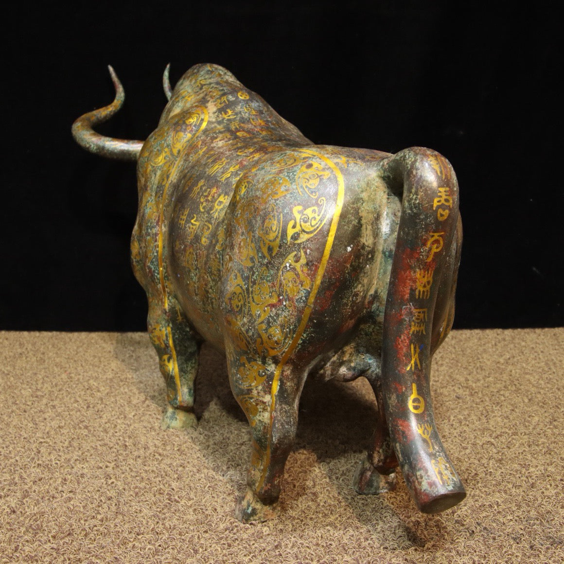 Chinese Antique Bronze - Inscripted Gold Bullfighting