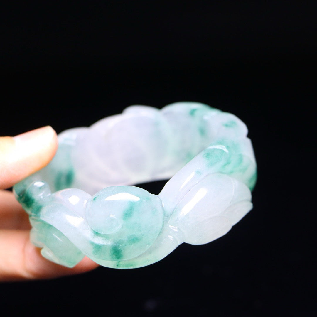 Perfect High Ice Jade Carved Bracelet