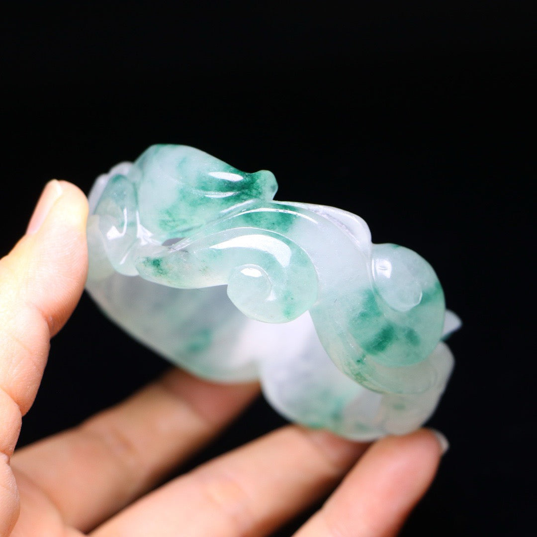 Perfect High Ice Jade Carved Bracelet