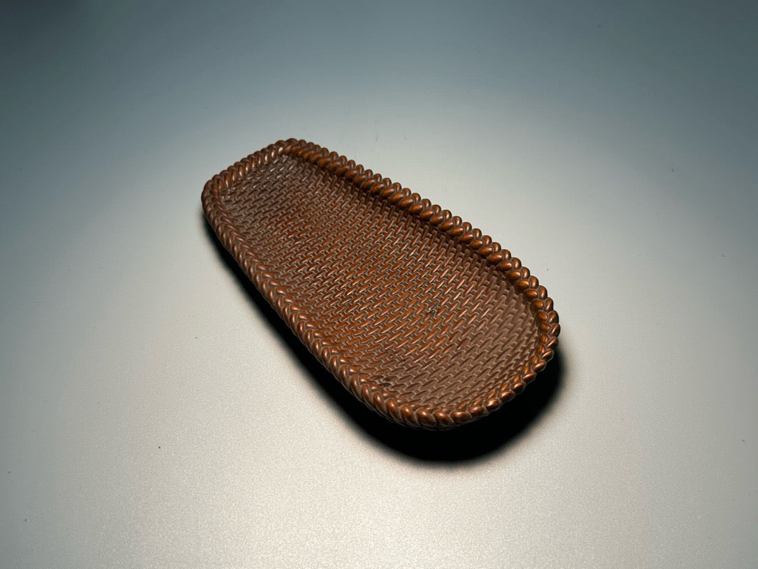 Chinese antique boxwood carving is exquisitely crafted with a golden dustpan that moves forward every day