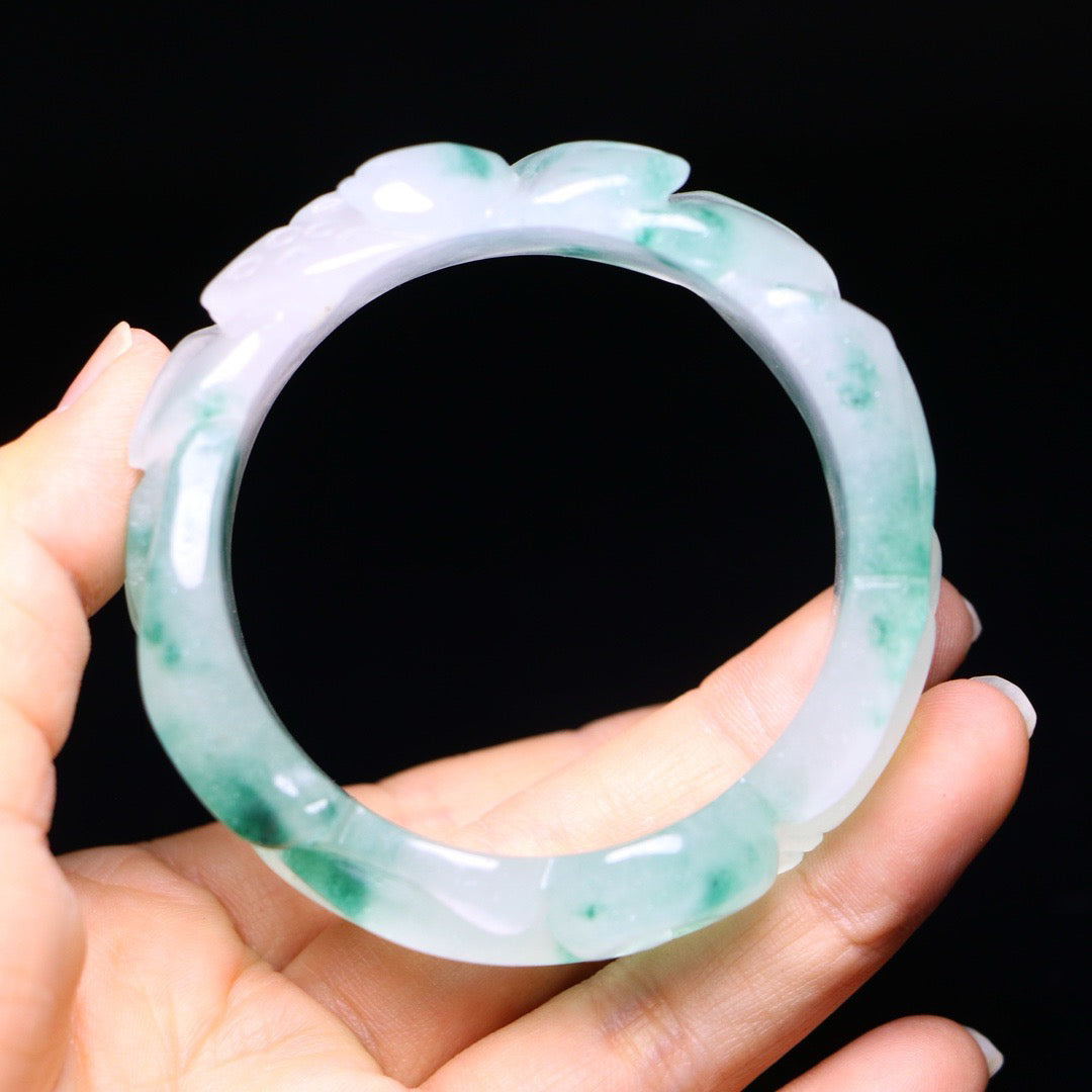 Perfect High Ice Jade Carved Bracelet