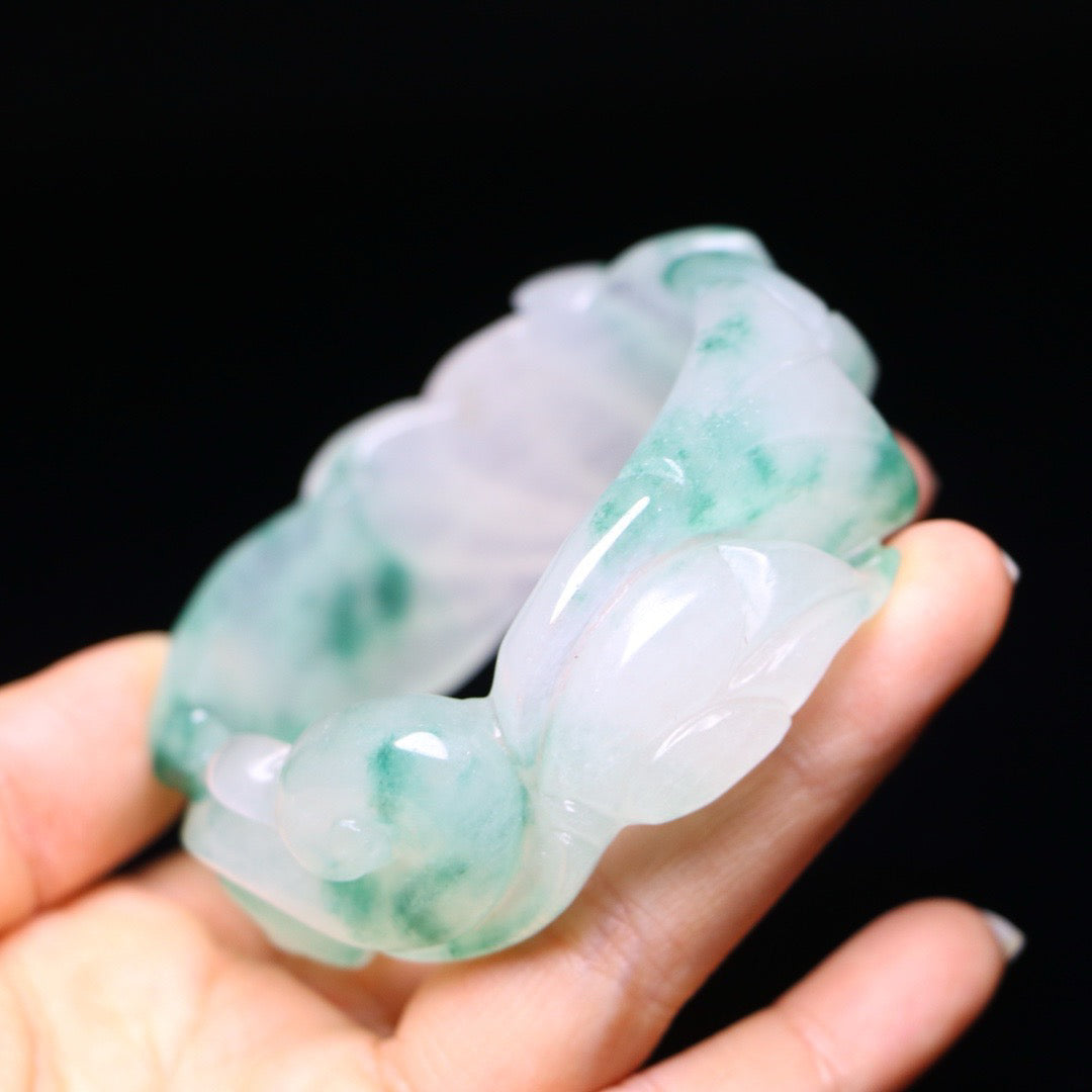 Perfect High Ice Jade Carved Bracelet