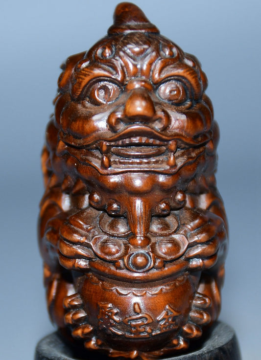 Collection of boxwood carved flying beast ornaments