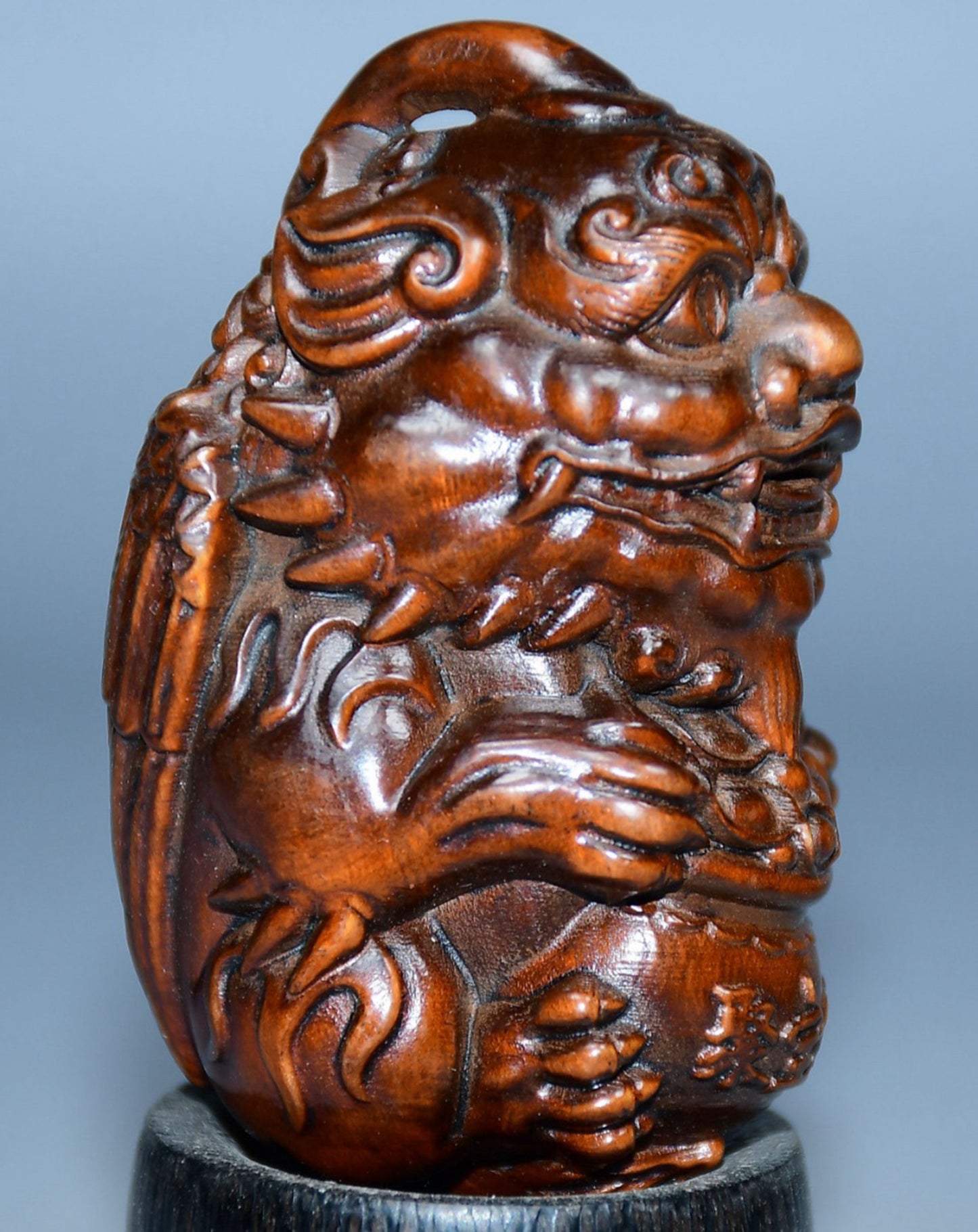Collection of boxwood carved flying beast ornaments