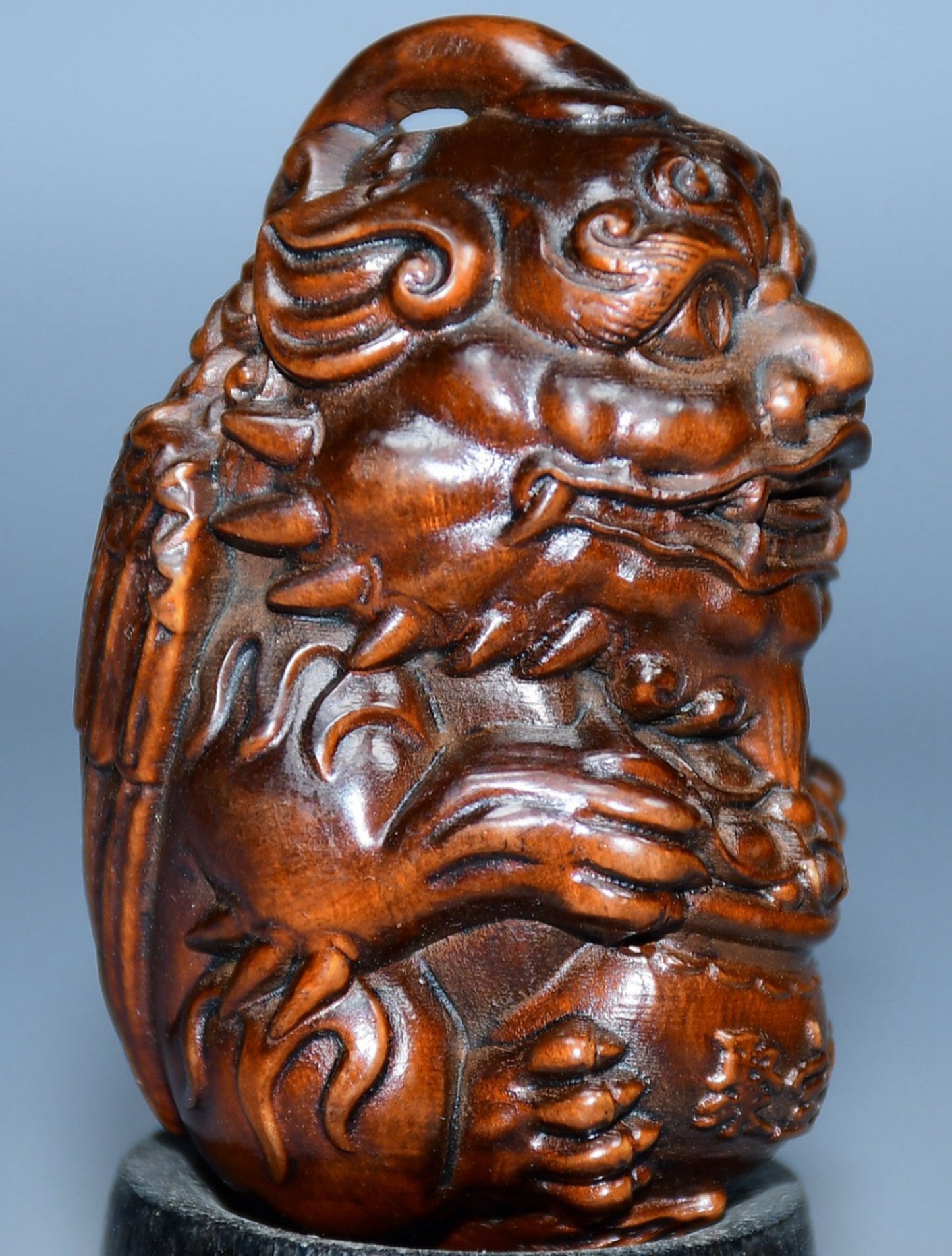 Collection of boxwood carved flying beast ornaments