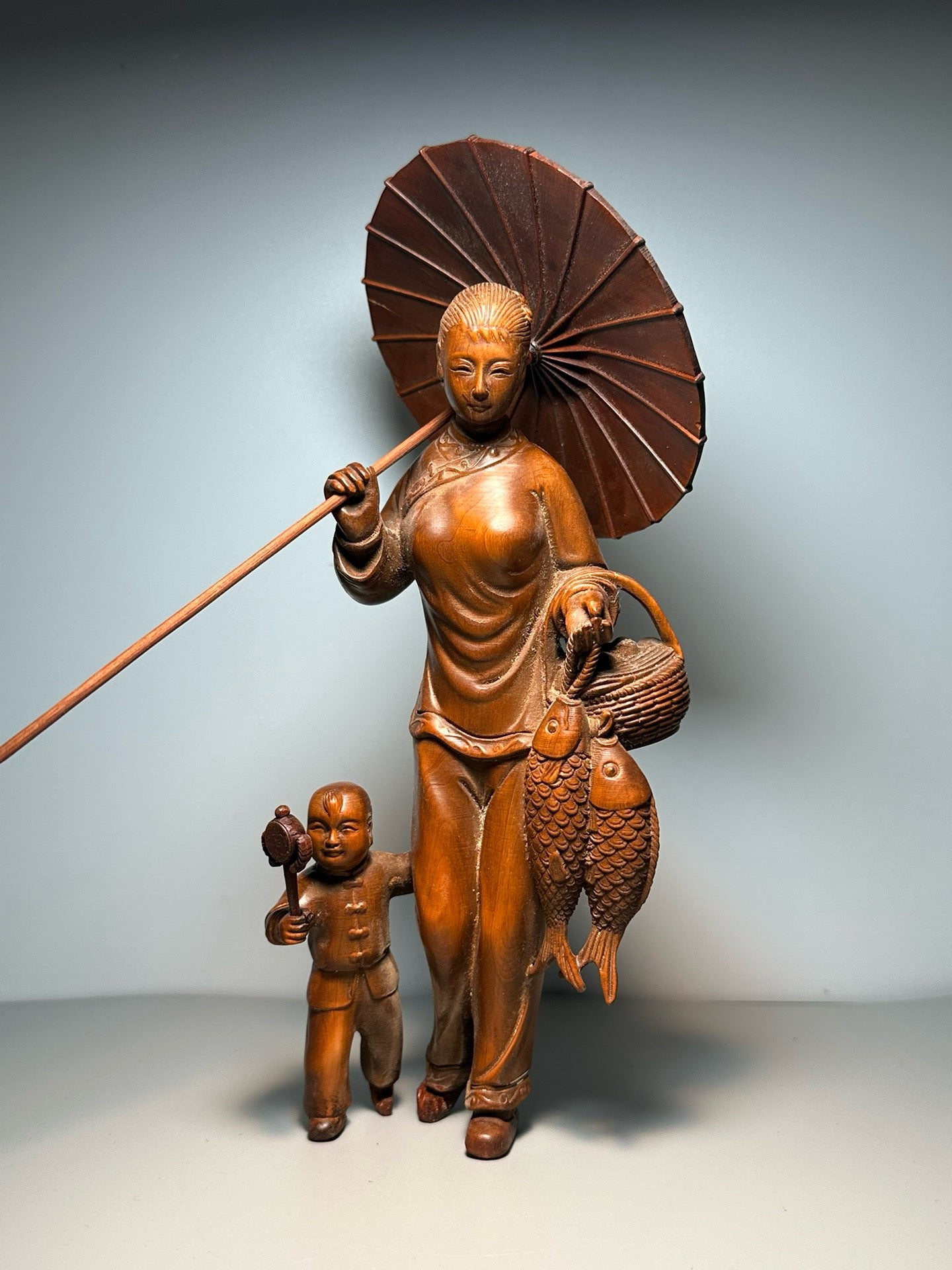 Chinese antique boxwood carved with exquisite craftsmanship, returning to my mother's home