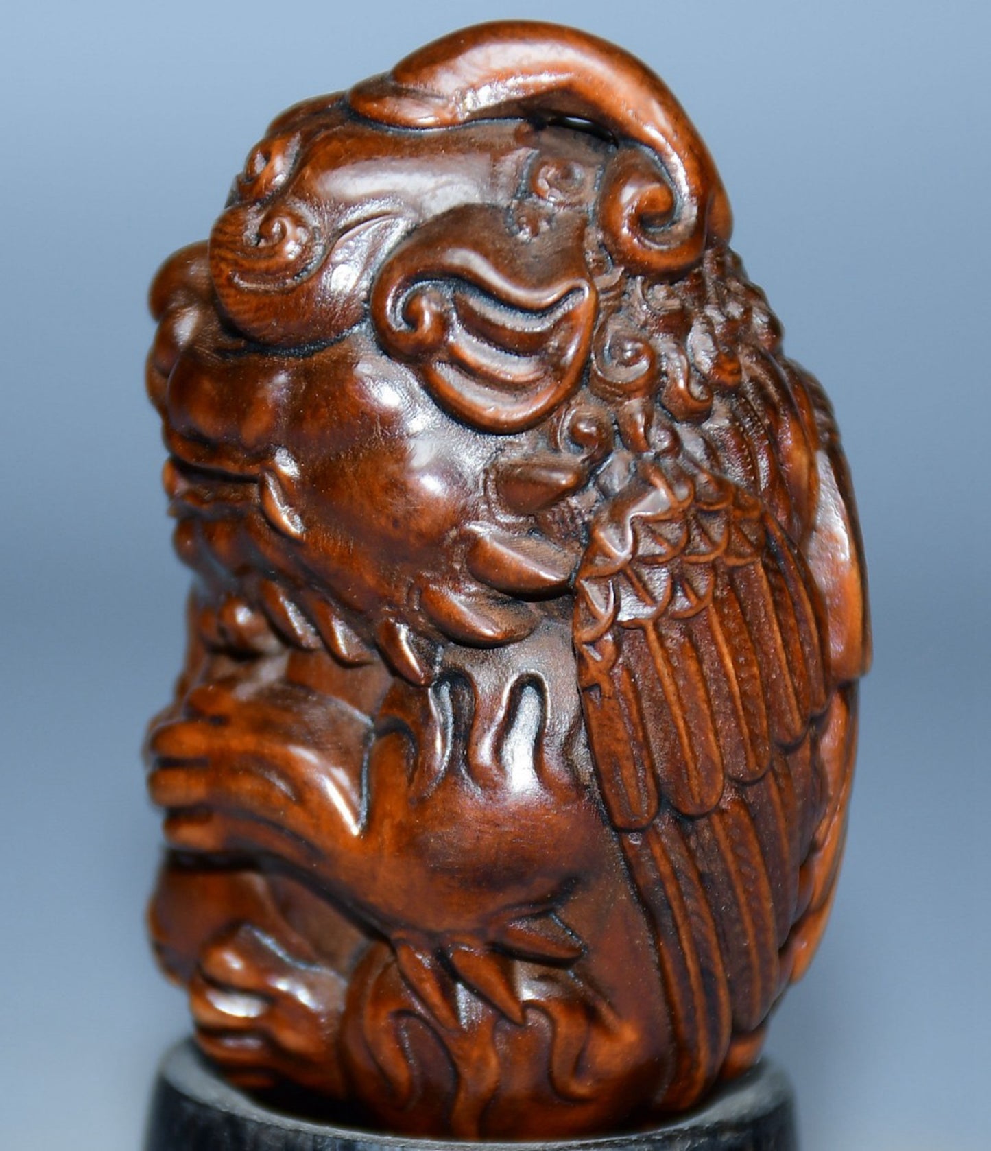 Collection of boxwood carved flying beast ornaments