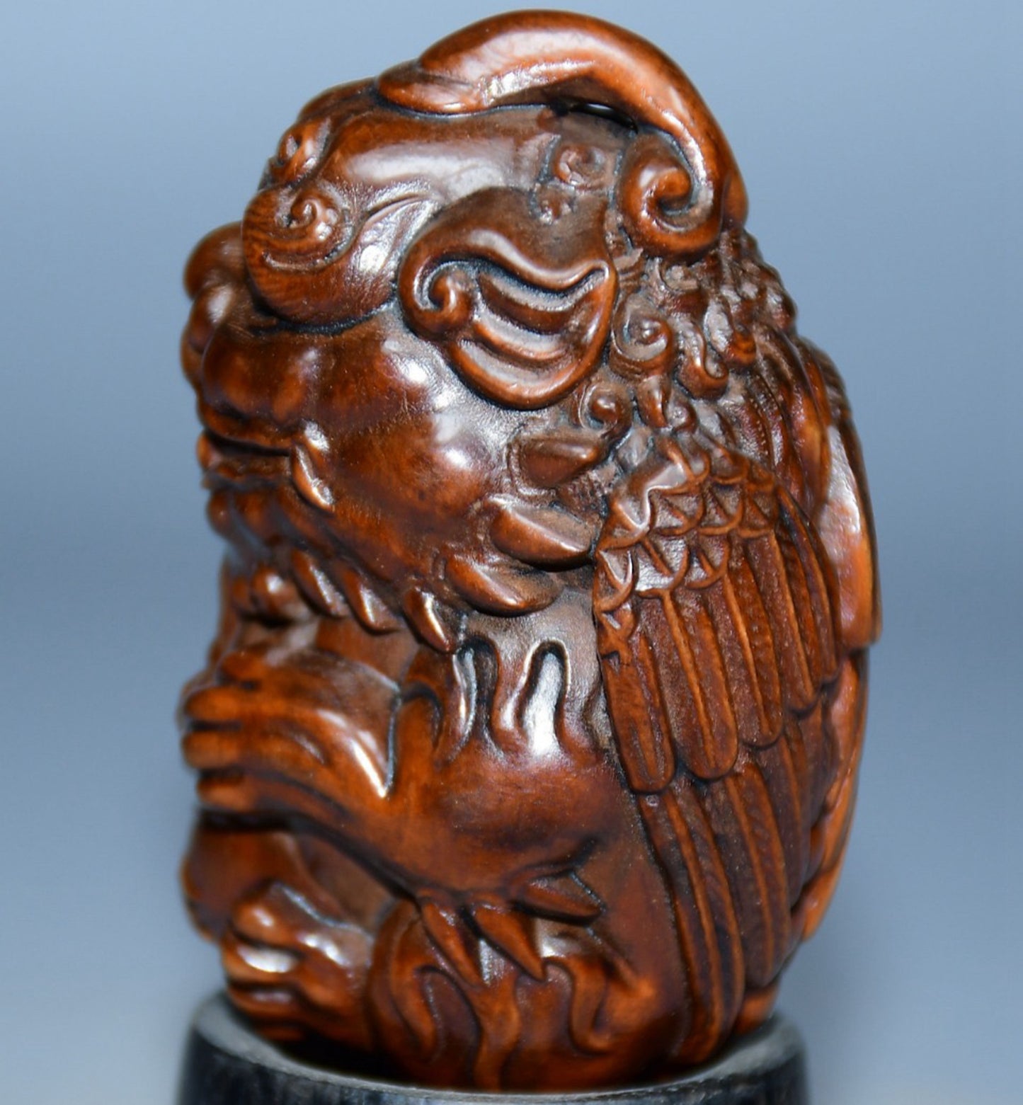 Collection of boxwood carved flying beast ornaments