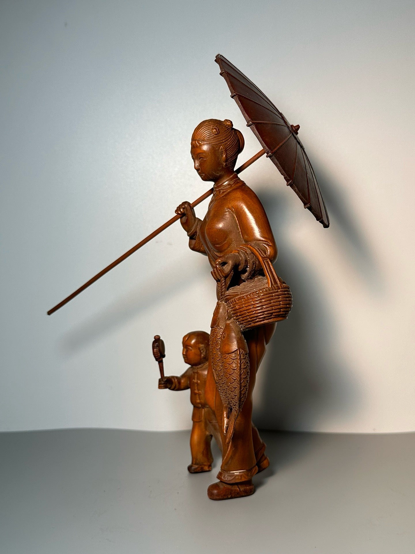 Chinese antique boxwood carved with exquisite craftsmanship, returning to my mother's home