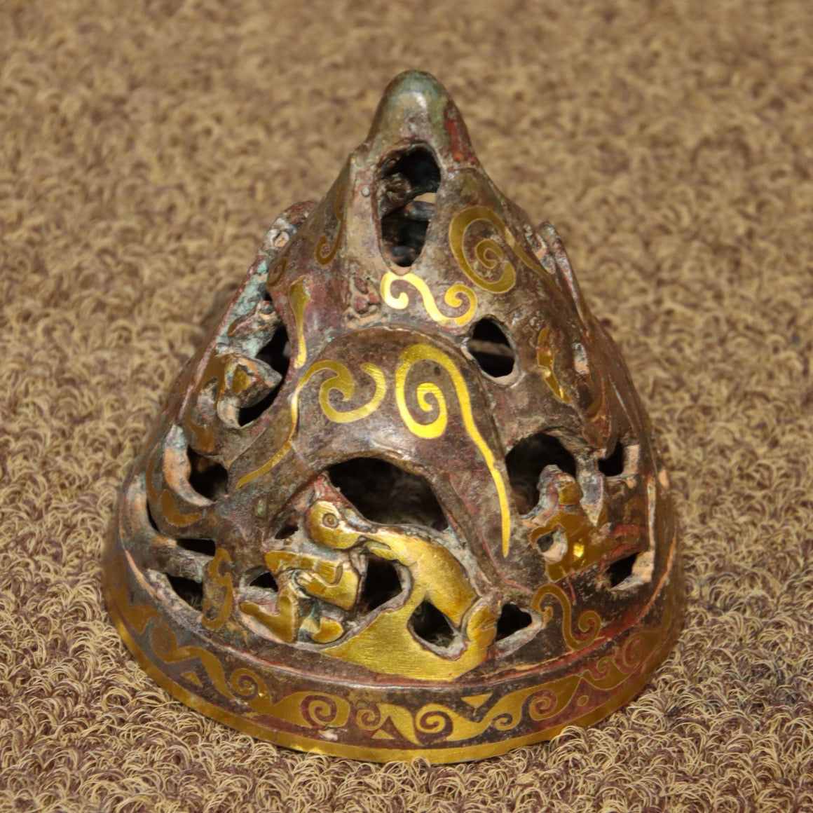 Chinese Antique Bronze - Inscription Mismatched Gold Boshan Stove