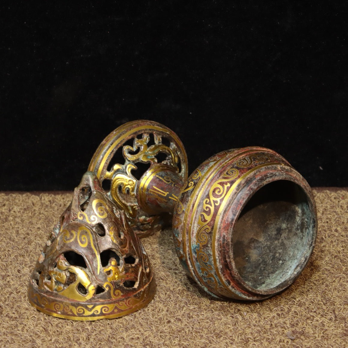 Chinese Antique Bronze - Inscription Mismatched Gold Boshan Stove