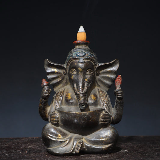 Pure Copper Elephant Nose God of Wealth Flows Back Incense