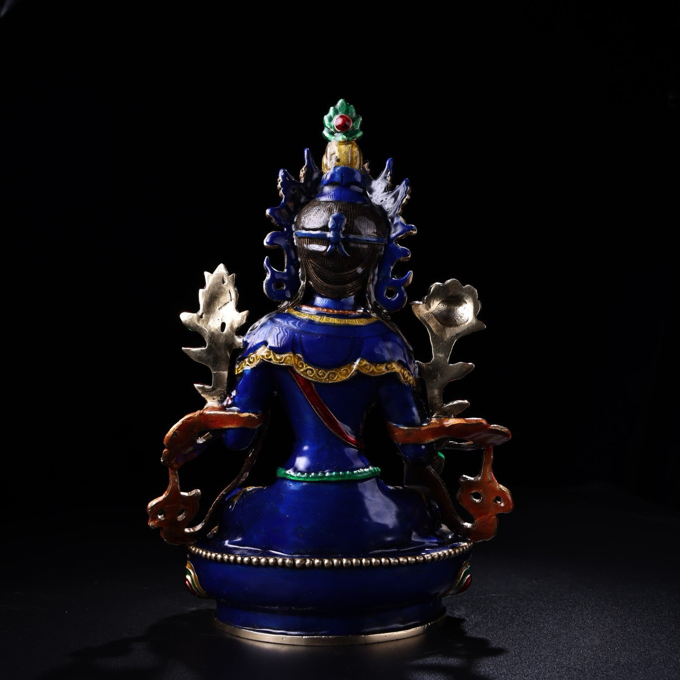 A pure copper cloisonne enamel green Tara Buddha statue