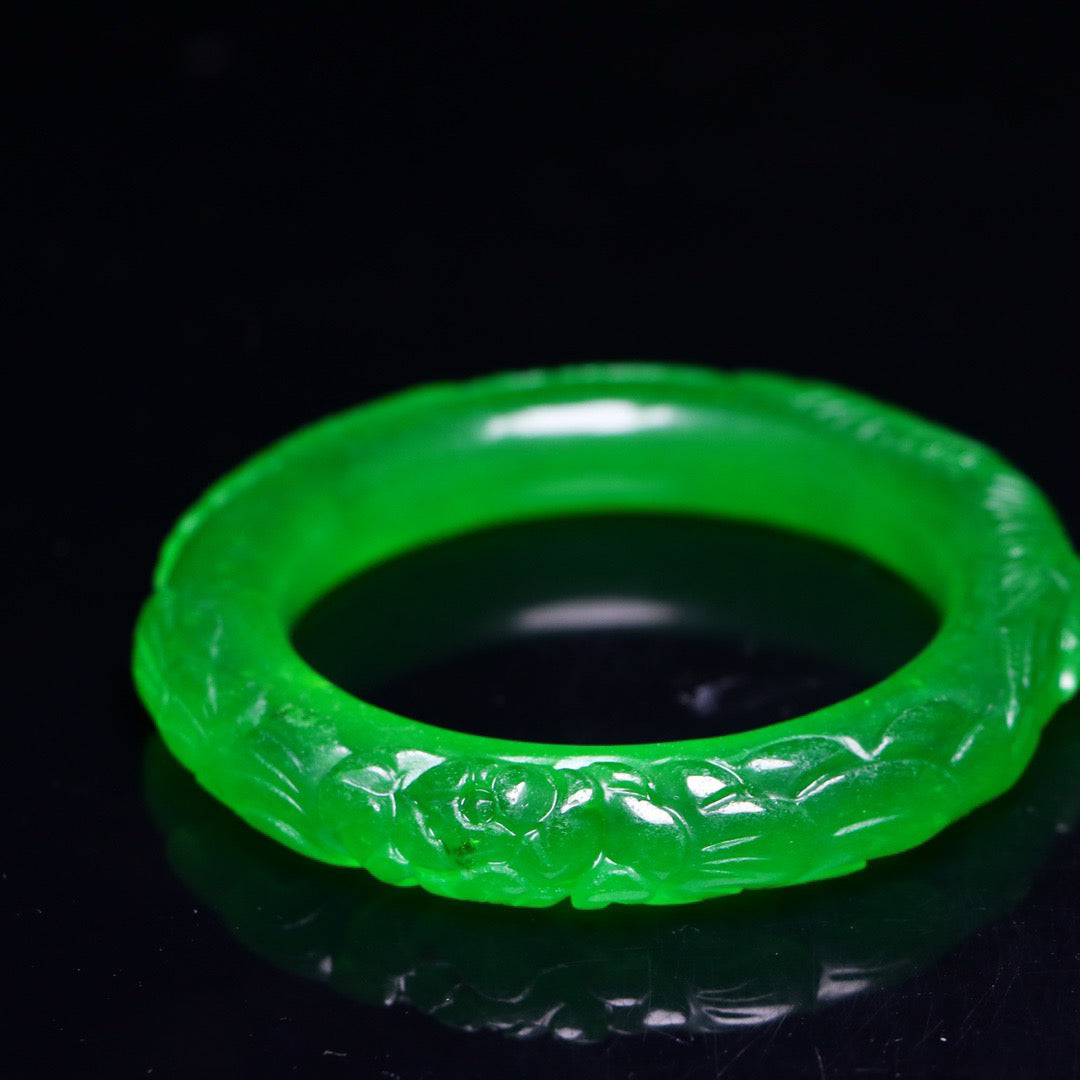 Perfect High Ice Jade Carved Bracelet