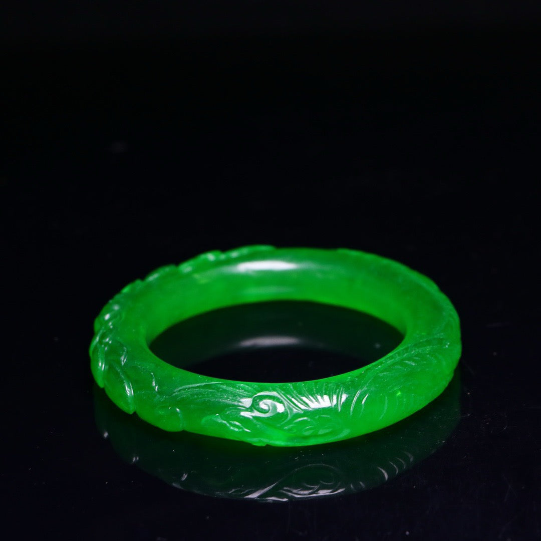 Perfect High Ice Jade Carved Bracelet