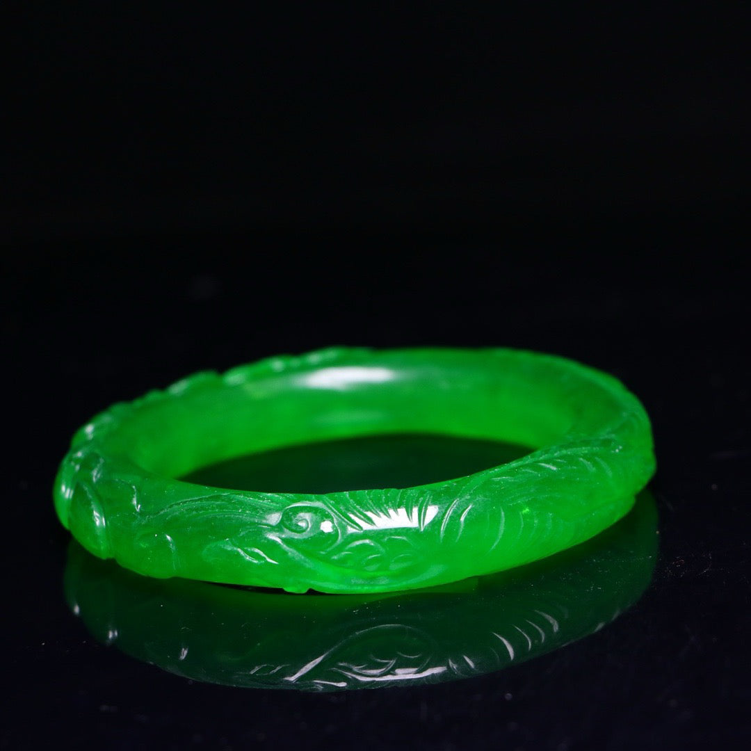 Perfect High Ice Jade Carved Bracelet