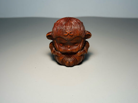Chinese antique boxwood carving with exquisite craftsmanship, armored monkey