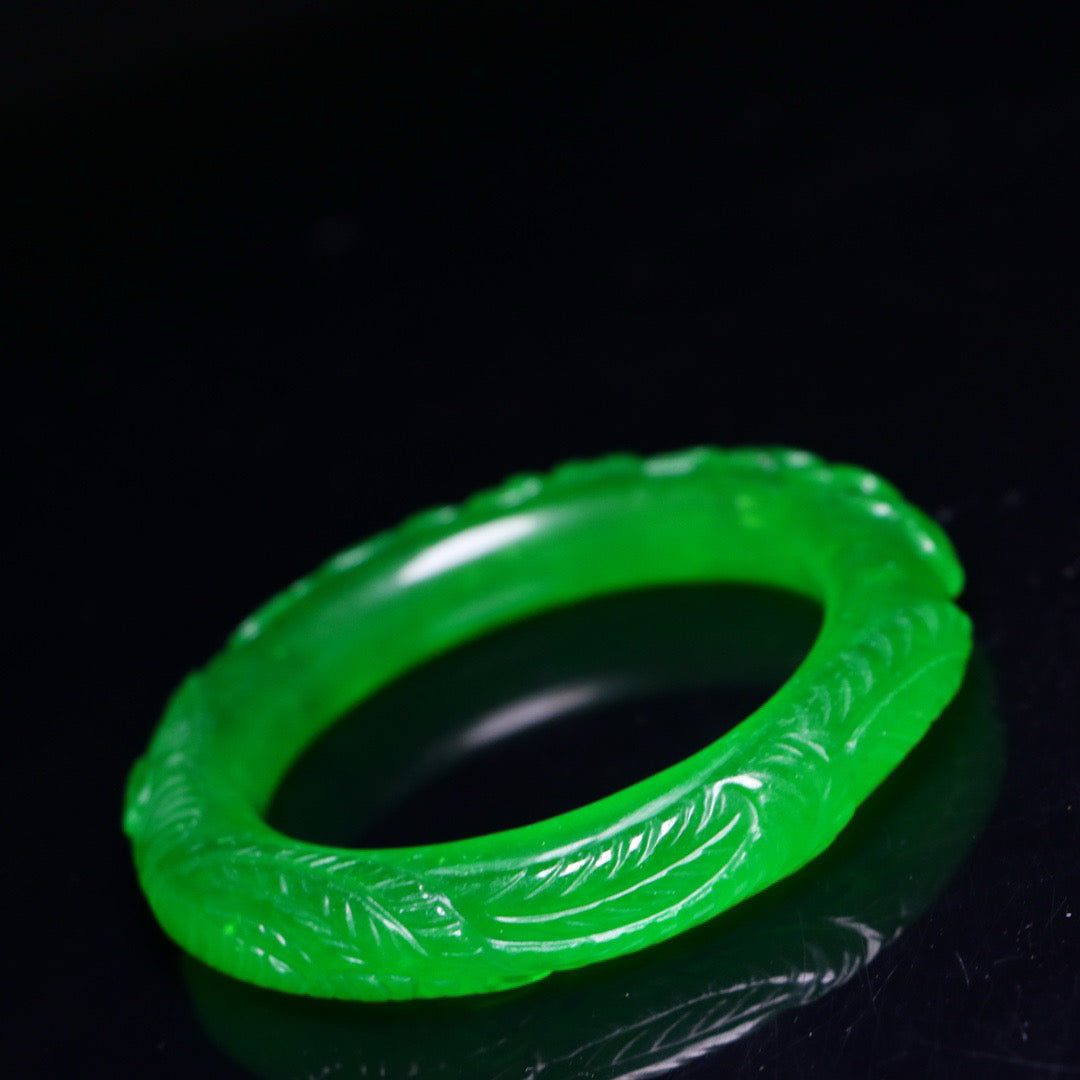 Perfect High Ice Jade Carved Bracelet