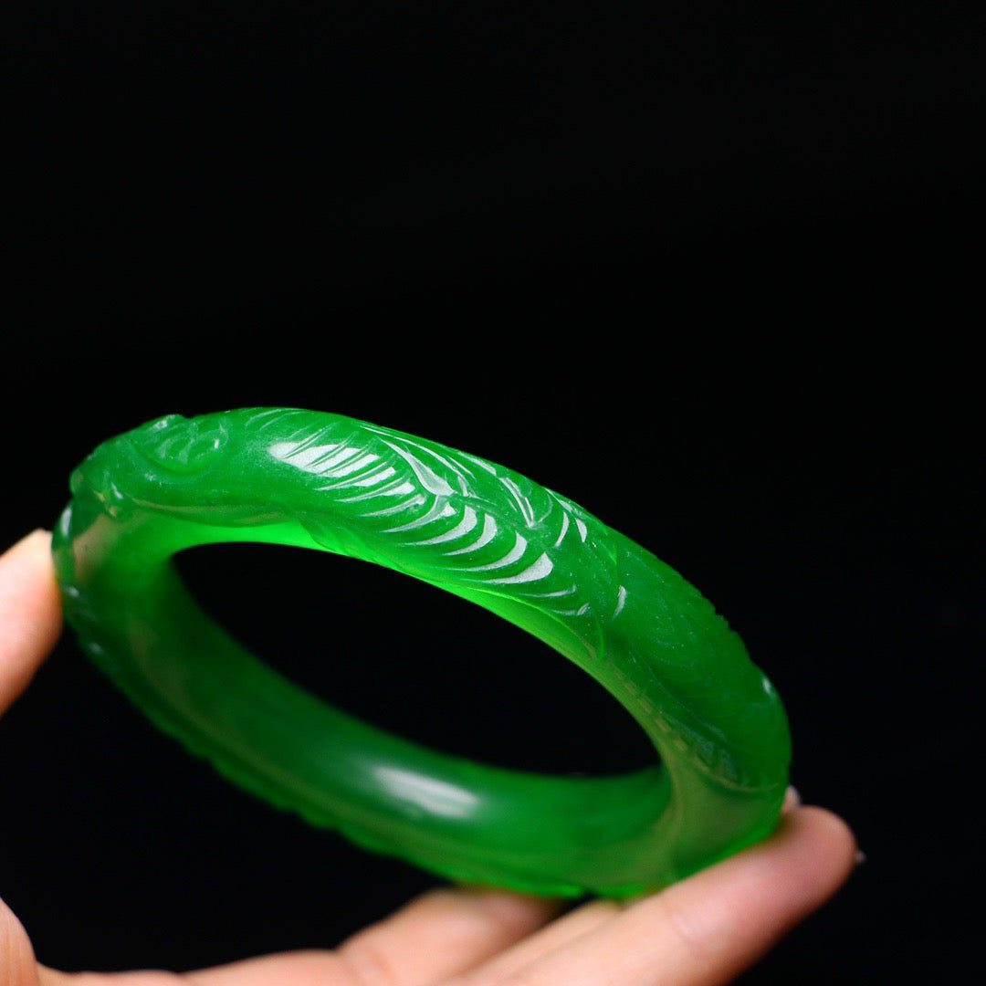 Perfect High Ice Jade Carved Bracelet