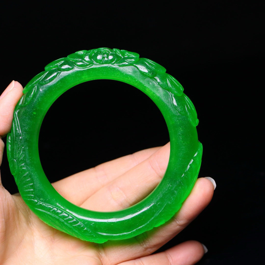 Perfect High Ice Jade Carved Bracelet