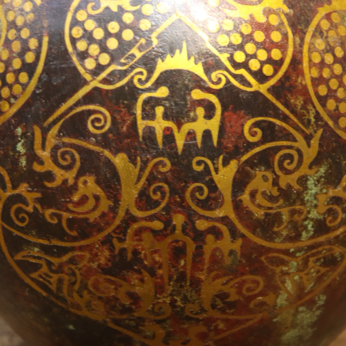 Chinese Antique Bronze - Golden Monkey Ear Round Bottle