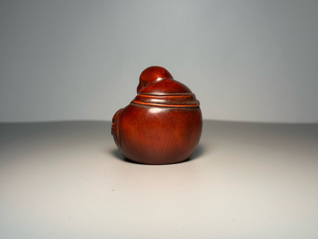 Chinese antique boxwood carving with exquisite craftsmanship to carve the Qi Maitreya Buddha