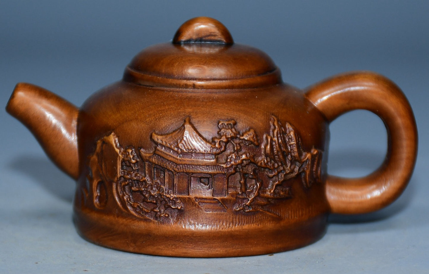Collection of boxwood carved mountain water bottle handles