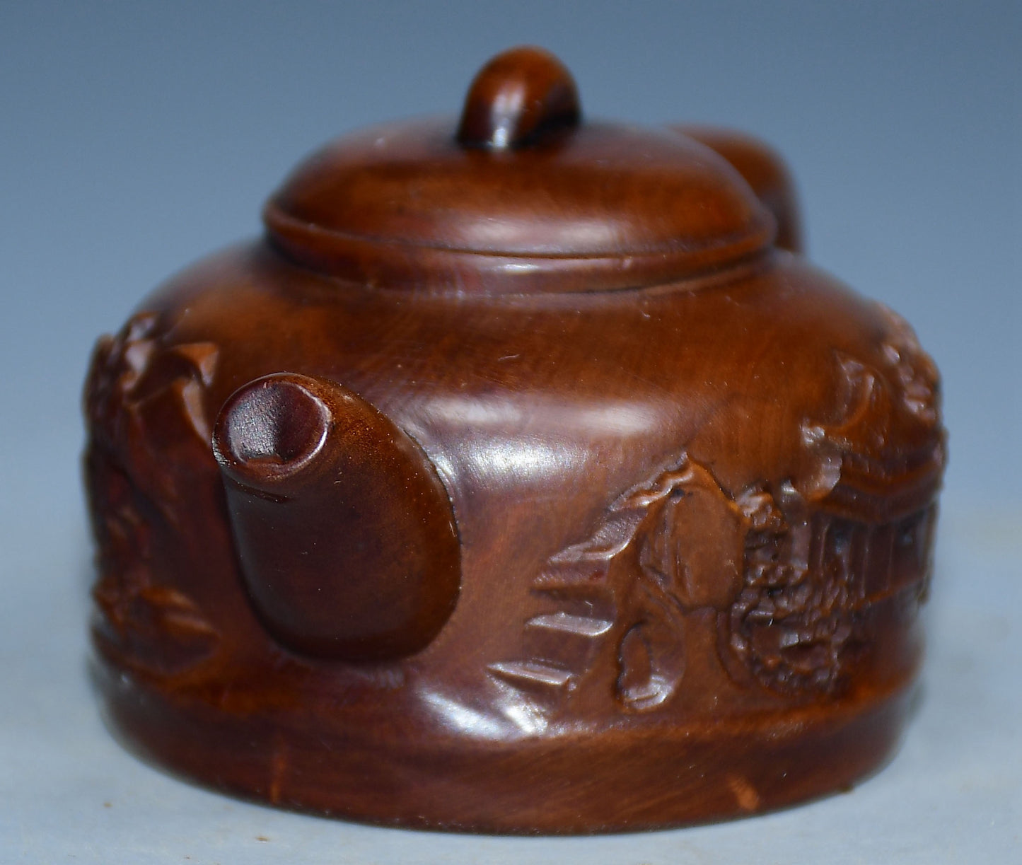 Collection of boxwood carved mountain water bottle handles