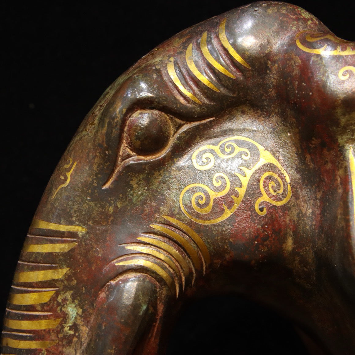 Chinese Antique Bronze - Inscription with Gold Elephant