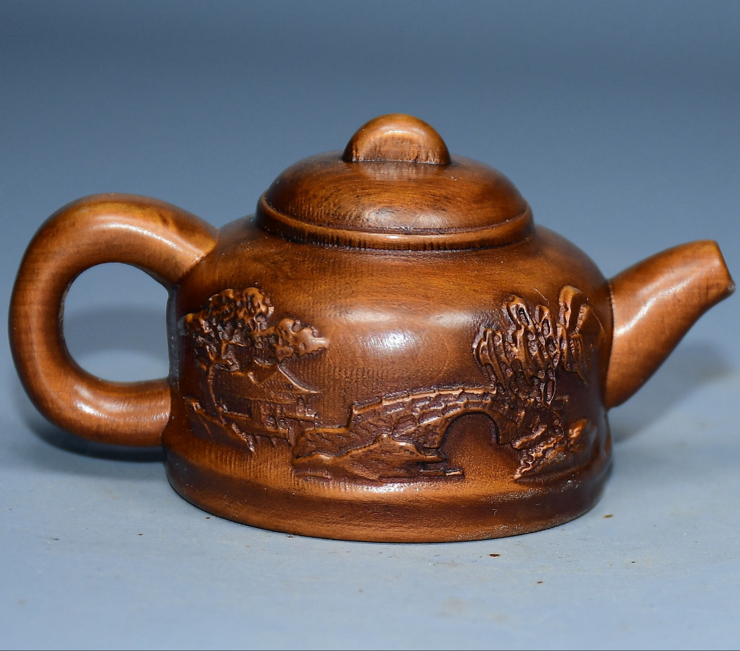 Collection of boxwood carved mountain water bottle handles