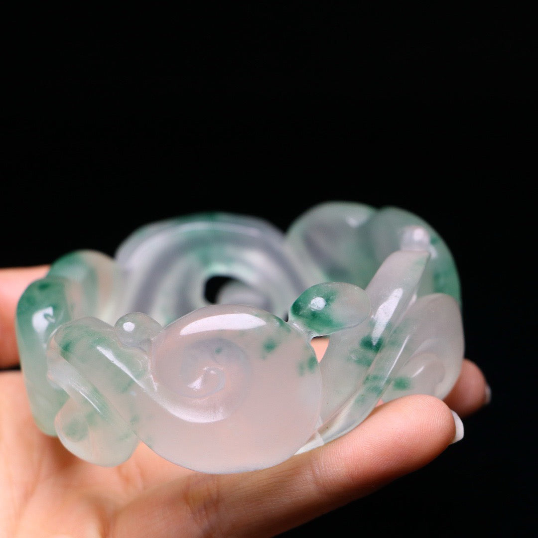 Perfect High Ice Jade Carved Bracelet