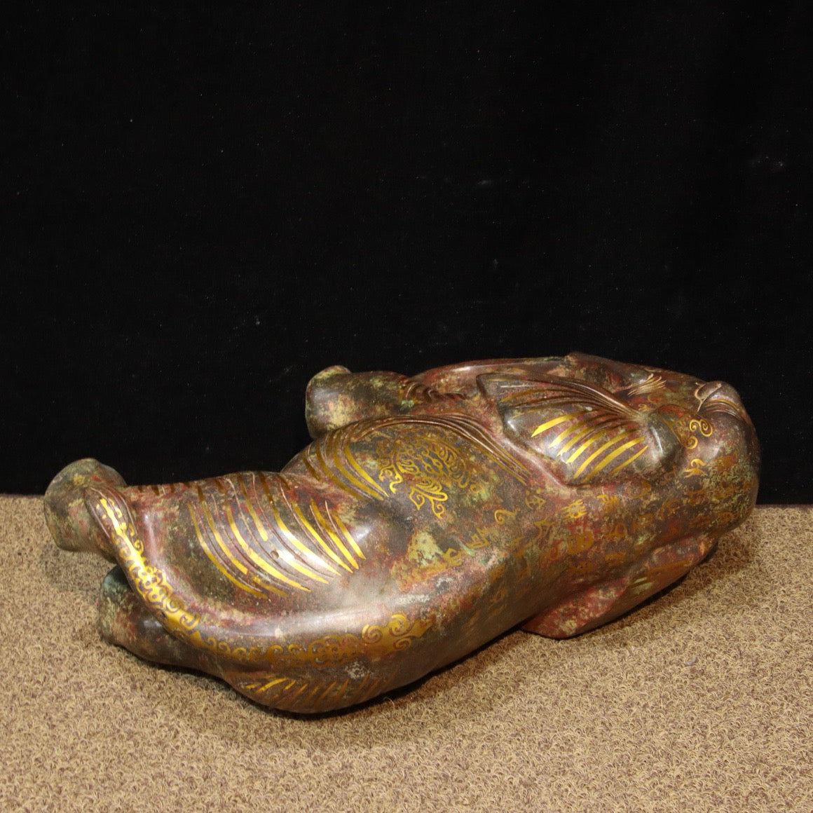 Chinese Antique Bronze - Inscription with Gold Elephant