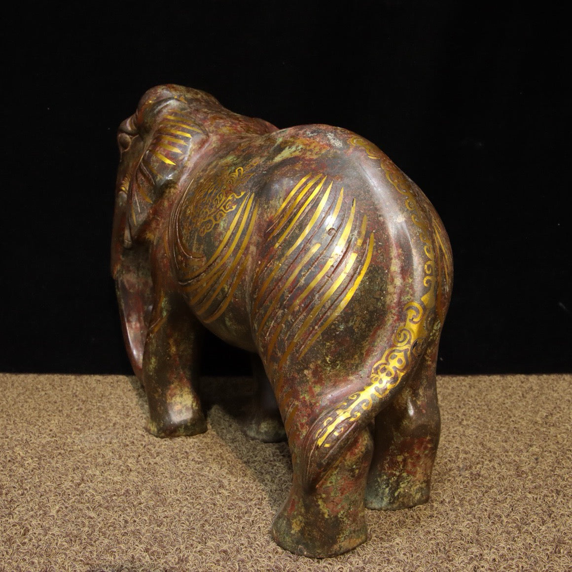 Chinese Antique Bronze - Inscription with Gold Elephant
