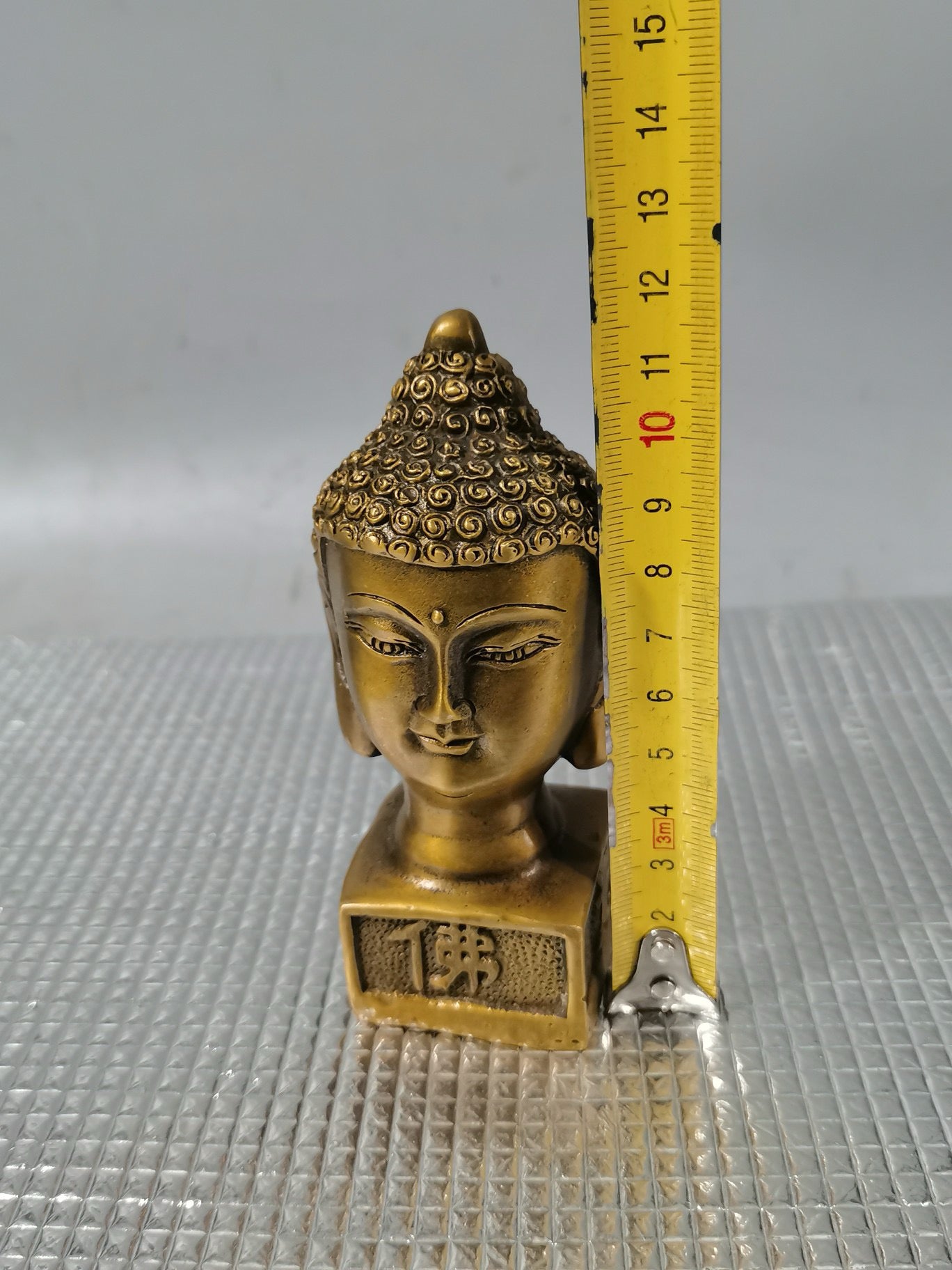 Pure brass golden Buddha head seal ornament