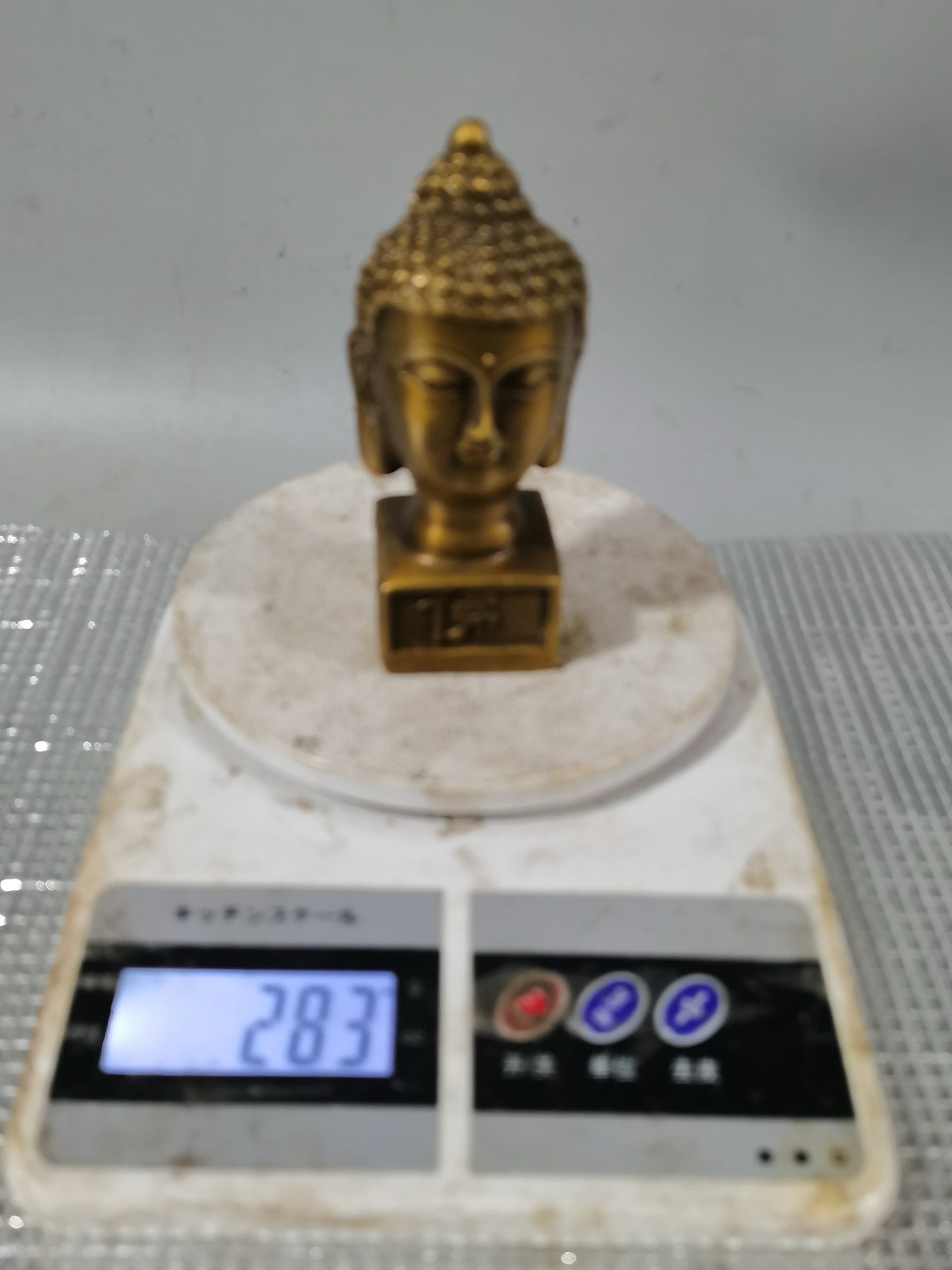 Pure brass golden Buddha head seal ornament