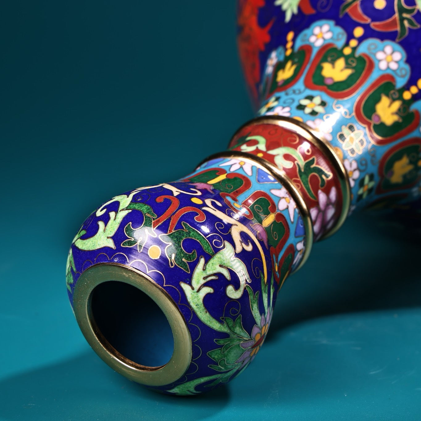 A pair of pure copper gilded cloisonn é enamel colored vases