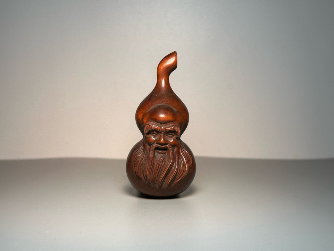 Chinese antique boxwood carving with exquisite craftsmanship to carve birthday gourds