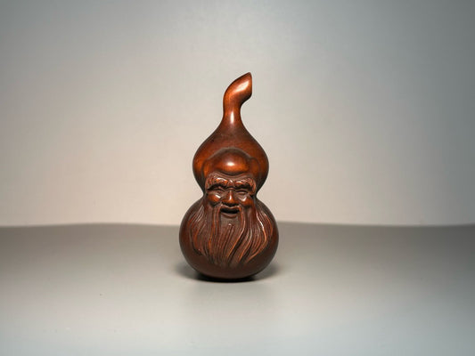 Chinese antique boxwood carving with exquisite craftsmanship to carve birthday gourds