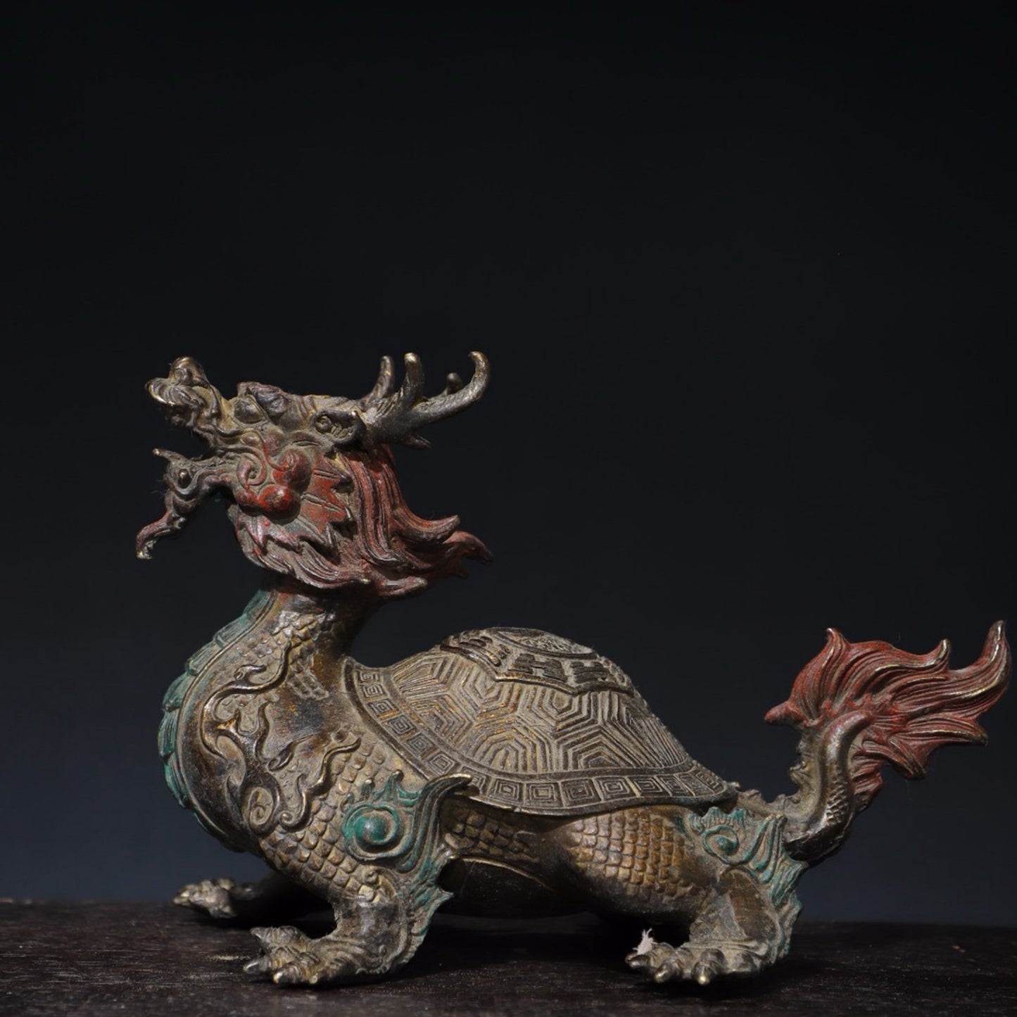 Pure copper dragon turtle copywriting ornament
