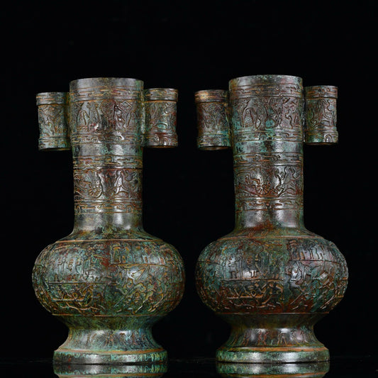 Chinese antique bronze teapot (pair)