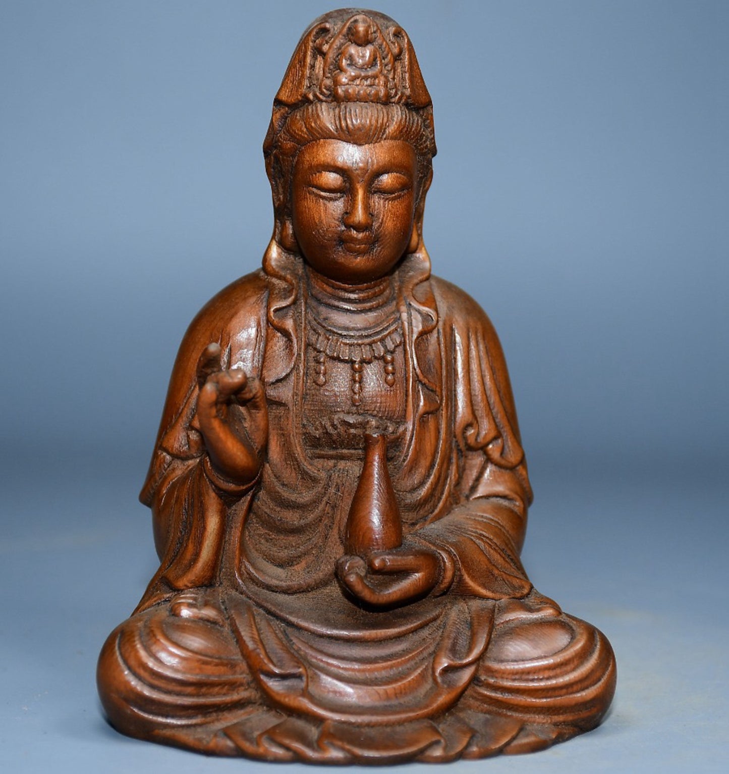 Collected boxwood carved Guanyin ornaments