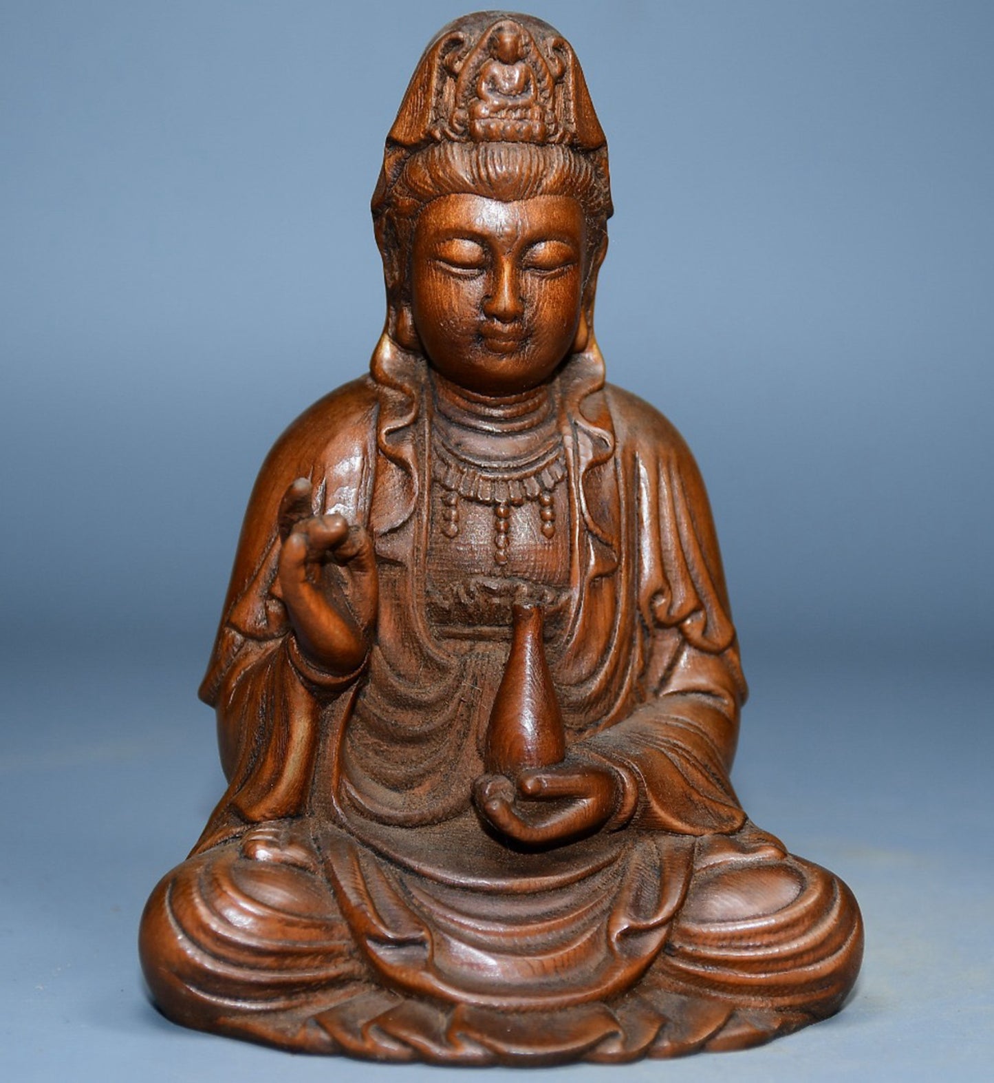 Collected boxwood carved Guanyin ornaments