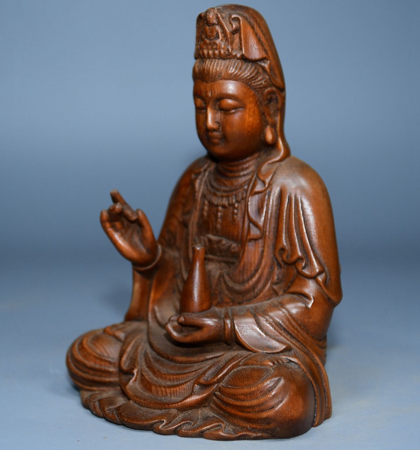 Collected boxwood carved Guanyin ornaments