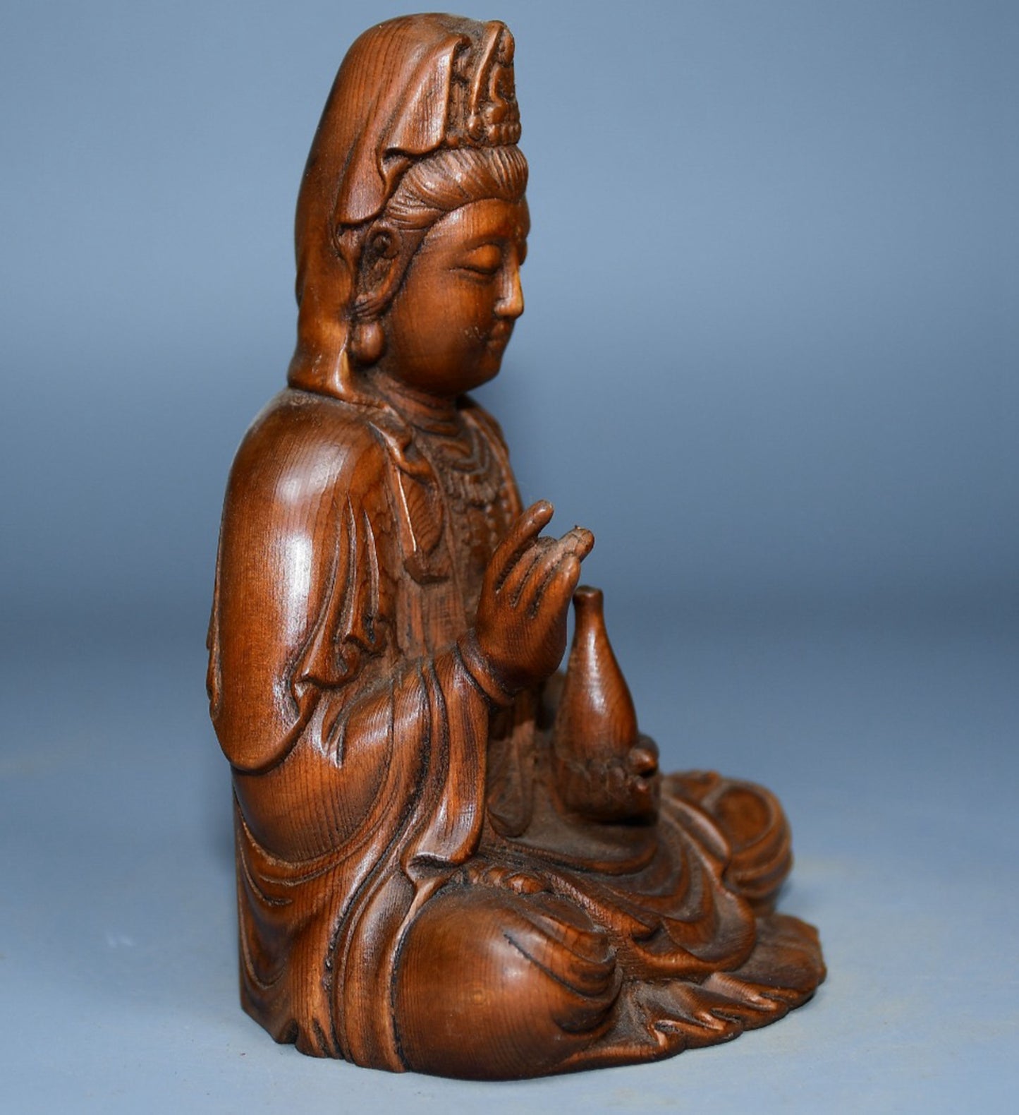 Collected boxwood carved Guanyin ornaments